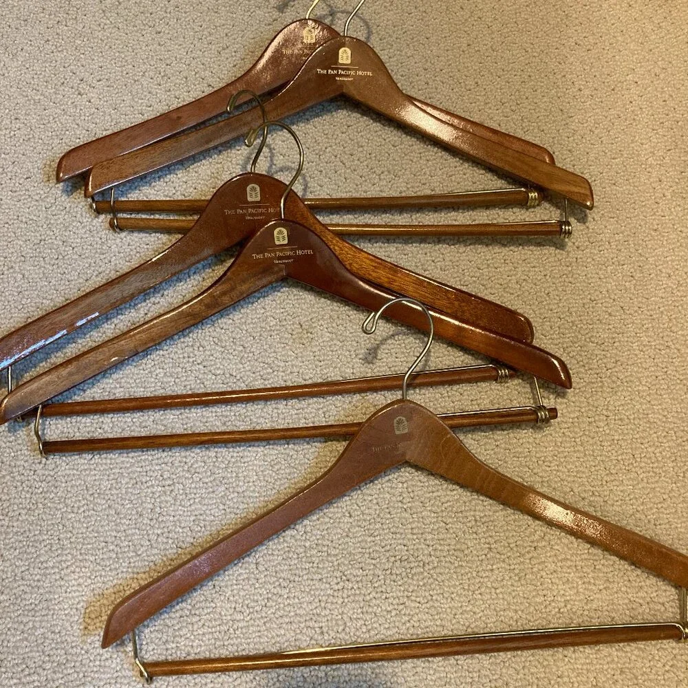 Share Vtg Wooden Hangers The Pan Pacific Hotel Vancouver Canada WISHBONE 11